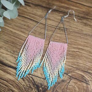 Handmade indigenous beadwork - fringe earrings